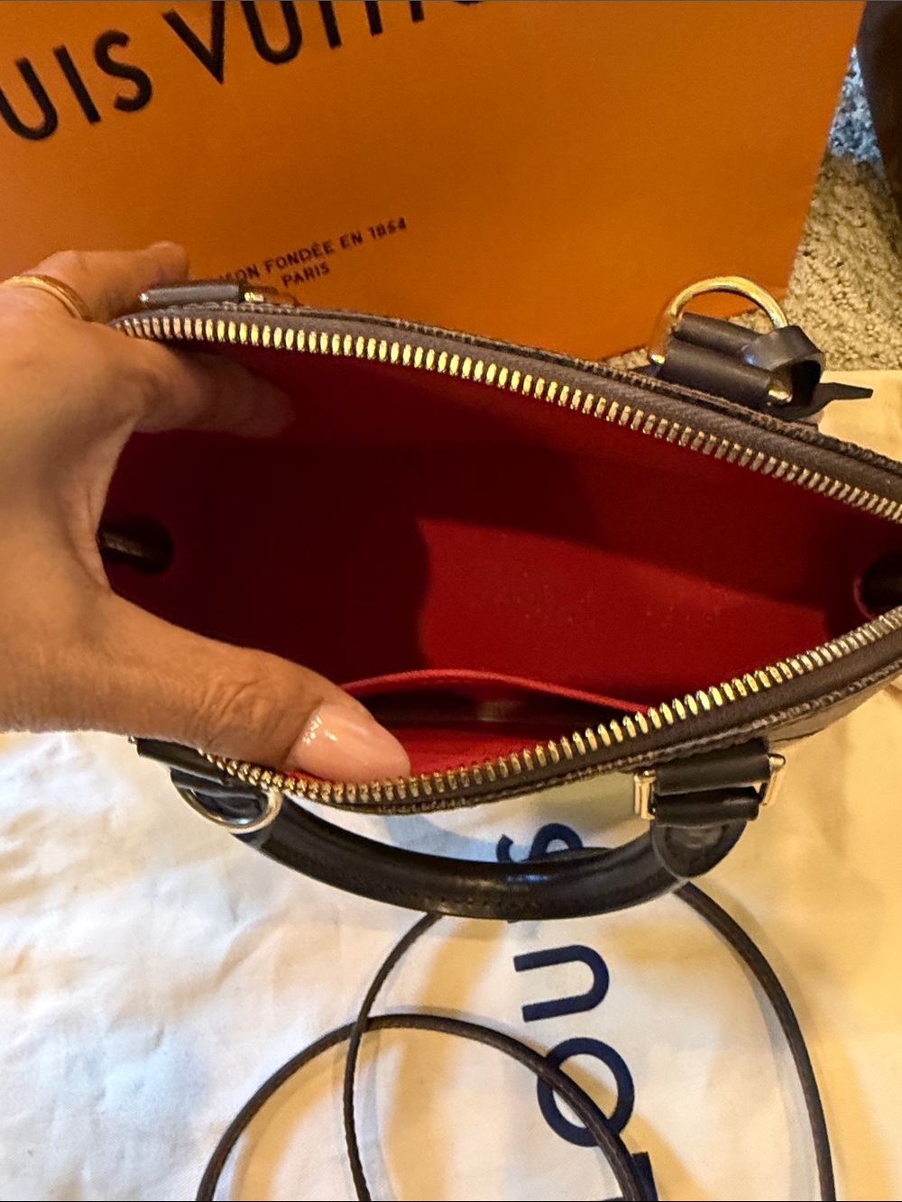 Louis Vuitton Damier Ebene Alma Crossbody Satchel in Brown - Picture 2 of 6